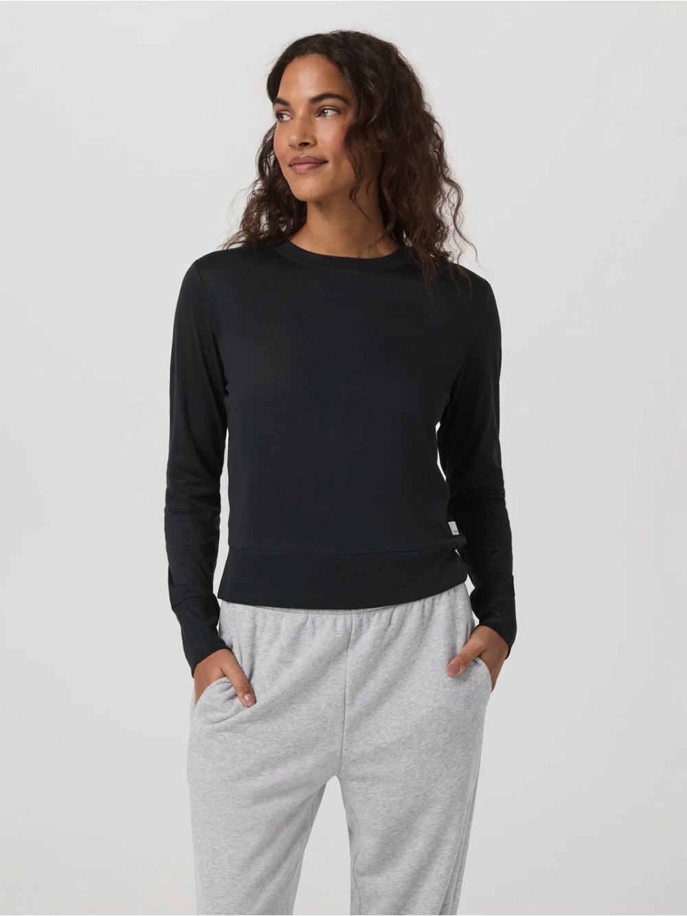 Vuori Daydream Black Heather Long Sleeve Crew Size XS